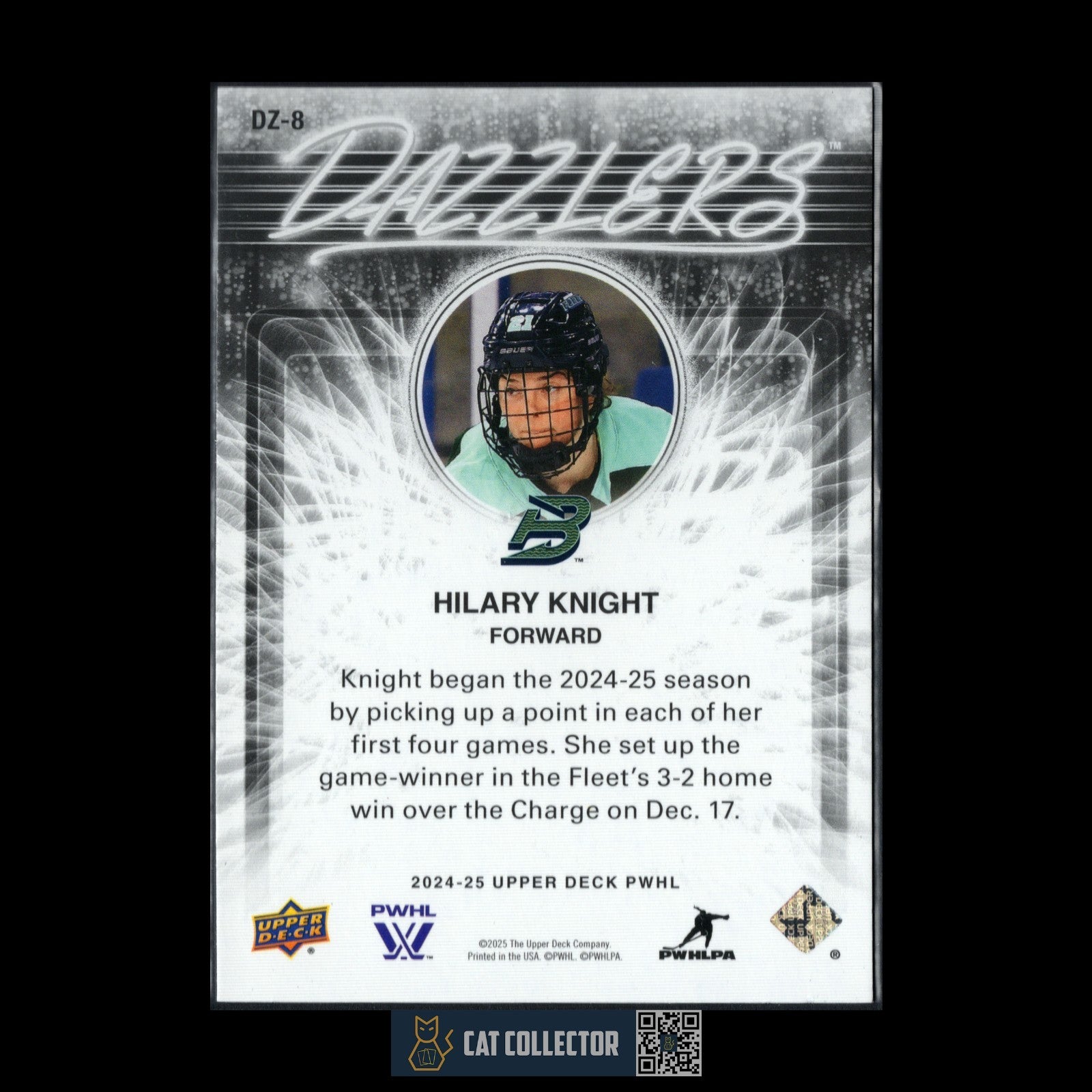 2024-25 UD PWHL HILARY KNIGHT #DZ-8 Dazzlers Blue - Boston Fleet