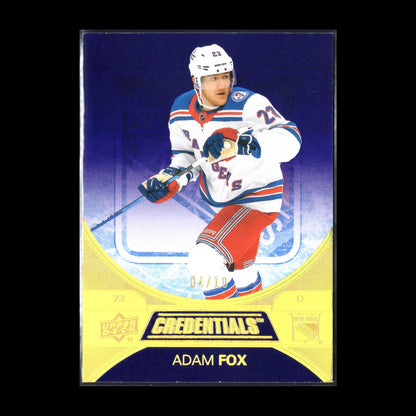 2021-22 UD Credentials ADAM FOX #34 Purple parallel 4/10 - New York Rangers