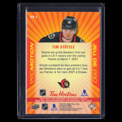 2021-22 UD Tim Hortons TIM STUTZLE #PP-1 Promotion - Ottawa Senators