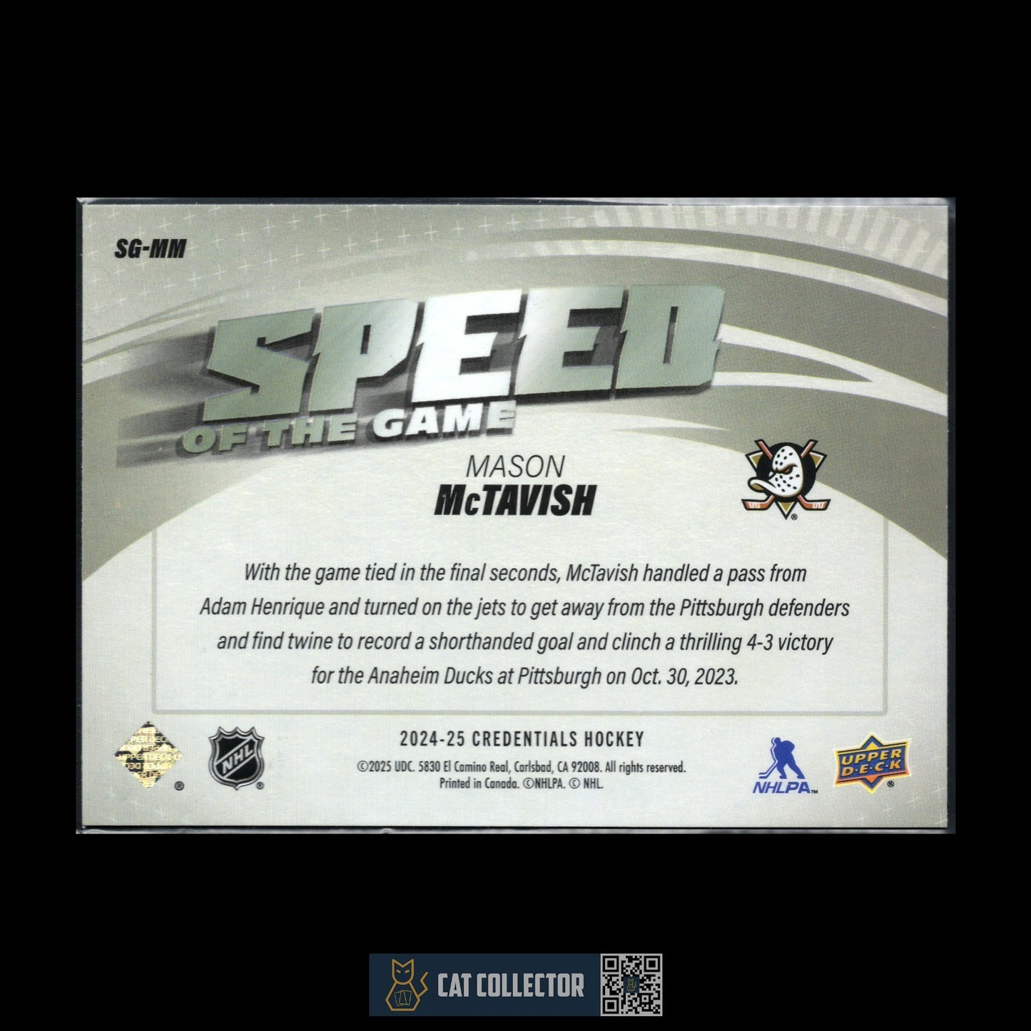 2024-25 UD Credentials MASON MCTAVISH #SG-MM Speed of the Game