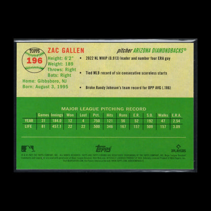 2023 Topps Chrome Platinum ZAC GALLEN #196 Toile Cream/Black Refractor /10