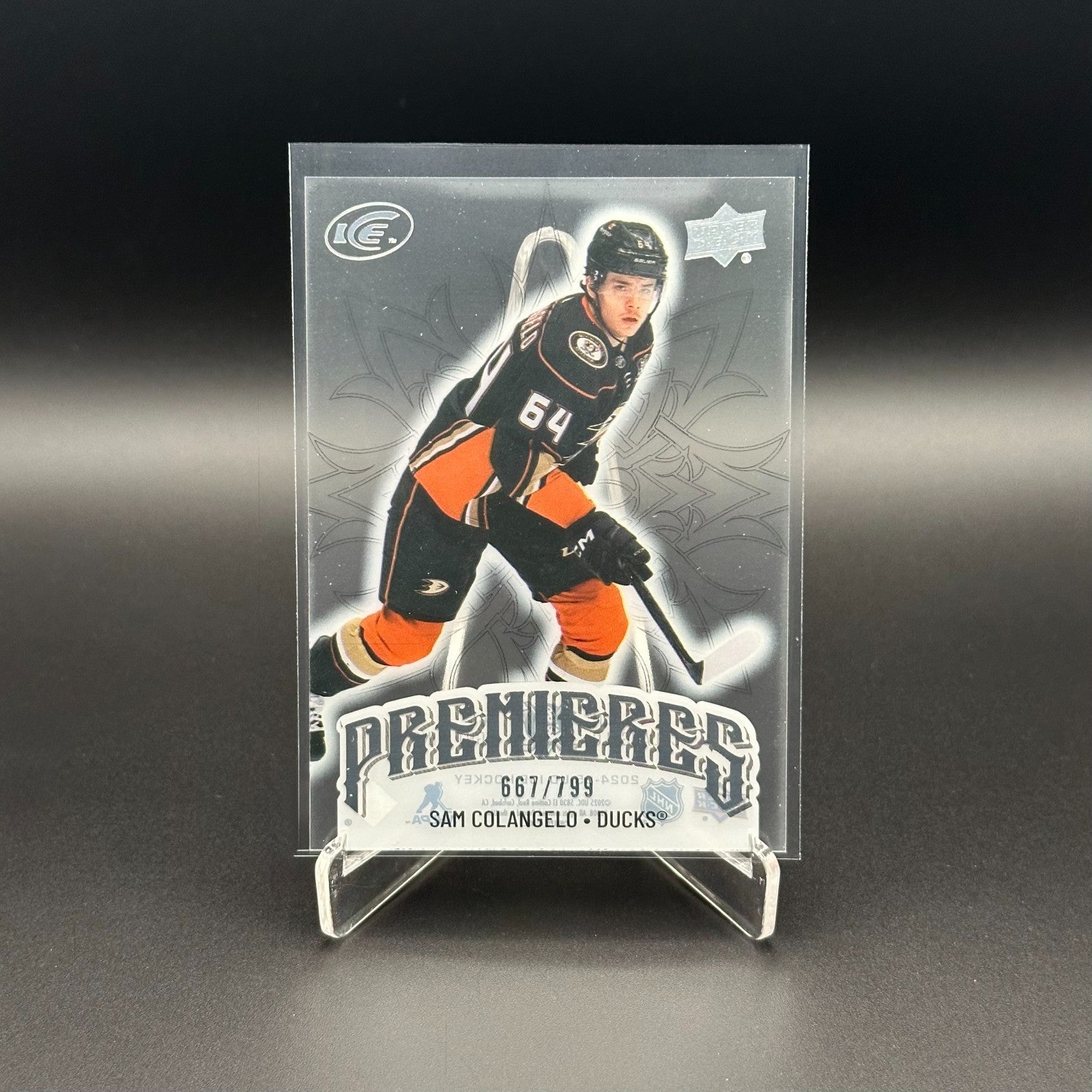 2024-25 UD Ice SAM COLANGELO #204 Premieres Rookie RC /799 - Anaheim Ducks