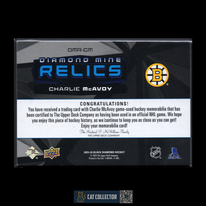 2025-26 UD Black Diamond CHARLIE MCAVOY #DMR-CM Diamond Mine Relics Jersey