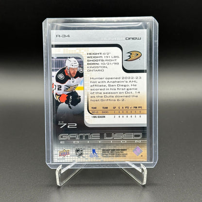 2022-23 UD SP Game Used HUNTER DREW #R-34 Retro 58/999 - Anaheim Ducks