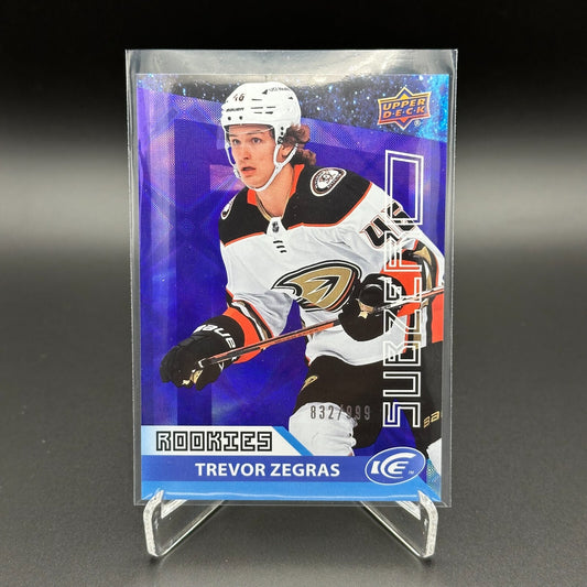 2021-22 UD Ice TREVOR ZEGRAS #SZ-56 Sub-Zero Rookies RC 832/999 - Anaheim Ducks