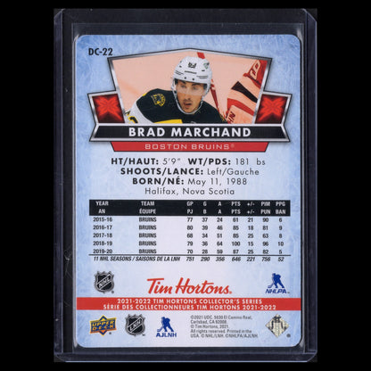 2021-22 UD Tim Hortons BRAD MARCHAND #DC-22 Red Die-Cut - Boston Bruins
