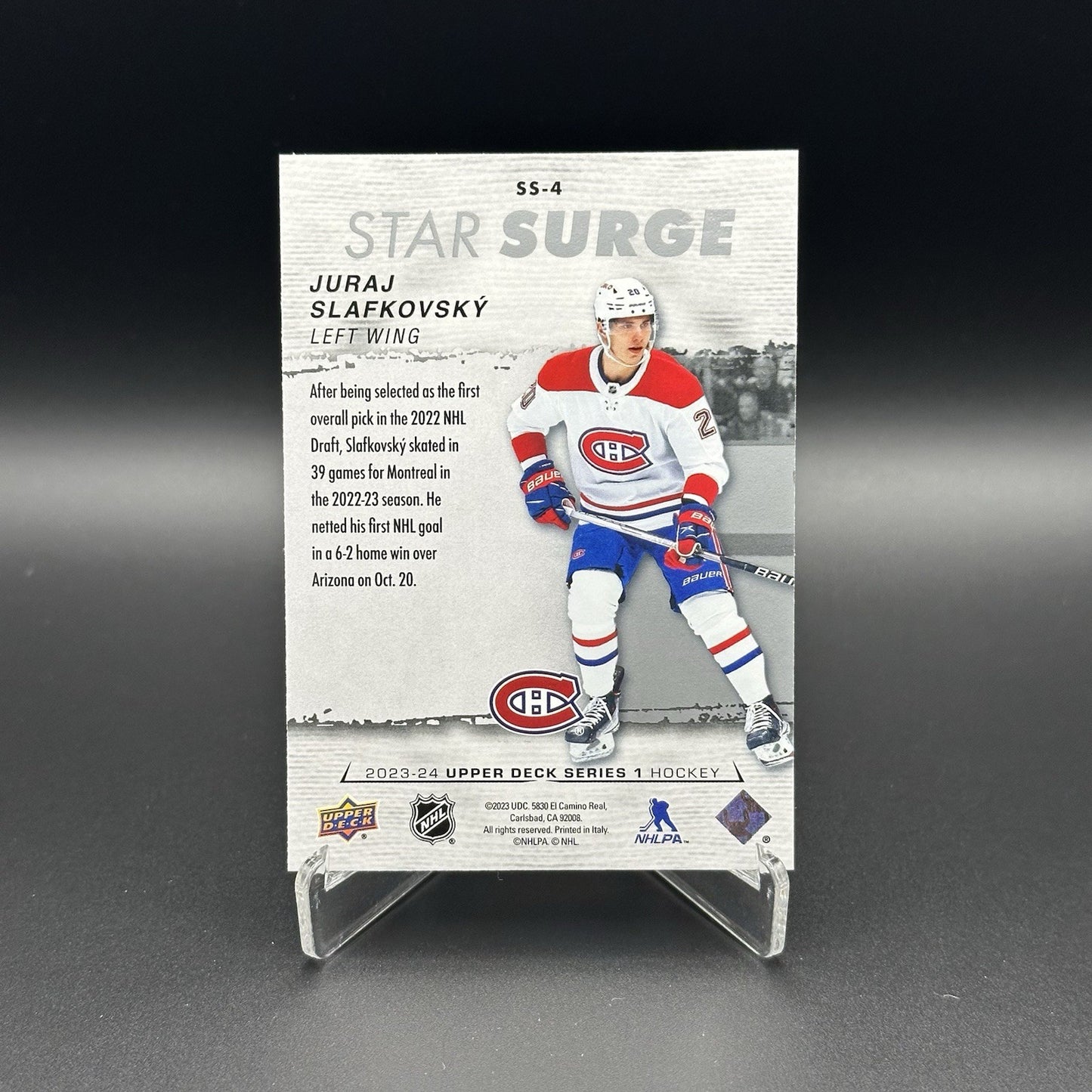 2023-24 UD Series 1 JURAJ SLAFKOVSKY #SS-4 Star Surge - Montreal Canadiens
