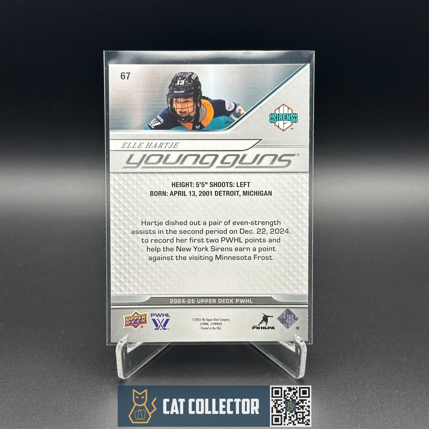 2024-25 UD PWHL ELLE HARTJE #67 Young Guns Rookie - New York Sirens