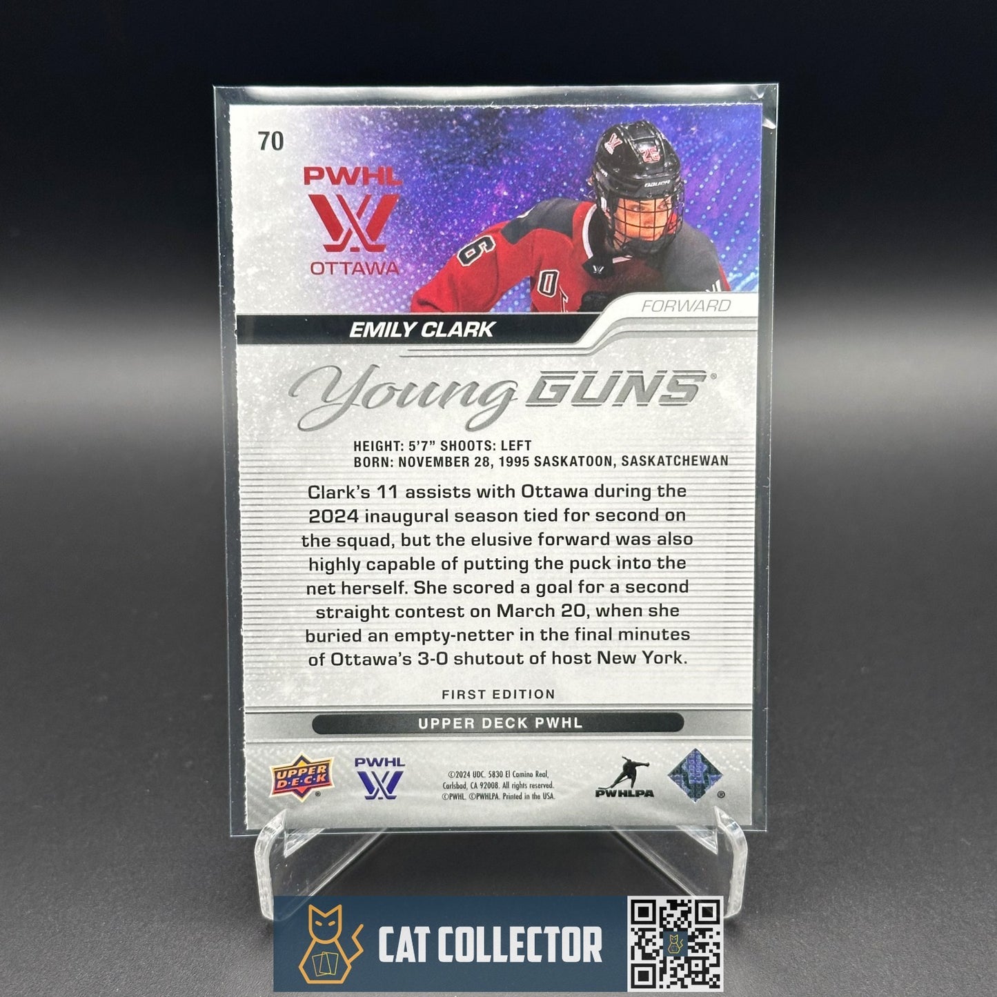 2024-25 UD PWHL EMILY CLARK #70 Young guns RC - 1st EDITION!