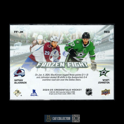 2024-25 UD Credentials N. MACKINNON / W. JOHNSTON #FF-JM Frozen Fight Red /199