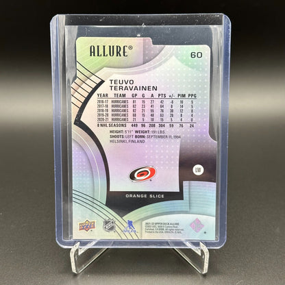 2021-22 UD Allure TEUVO TERAVAINEN #60 Orange Slice Die-Cut Carolina Hurricanes