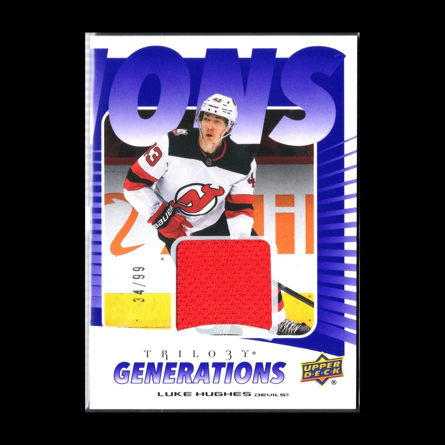2023-24 UD Trilogy LUKE HUGHES #TG-4C Generations Jersey 34/99 New Jersey Devils
