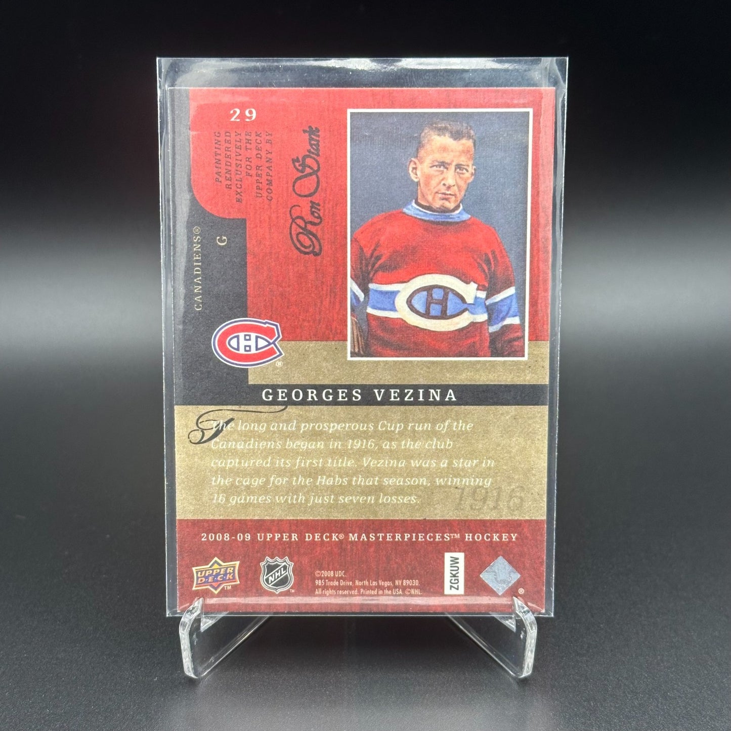 2008-09 Upper Deck Masterpieces Hockey GEORGES VEZINA #29 - Montreal Canadiens