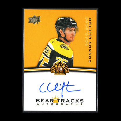 2023-24 UD Boston Bruins Centennial CONNOR CLIFTON #BT-CL Bear Tracks Autograph