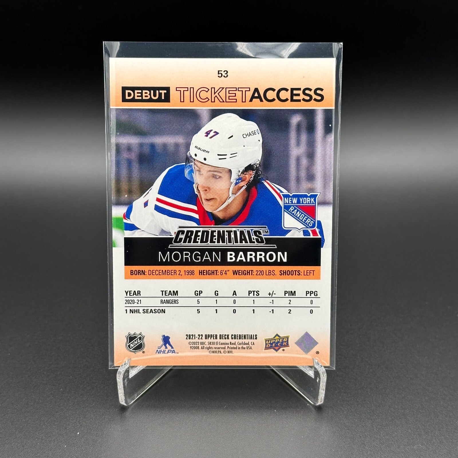 2021-22 UD Credentials MORGAN BARRON #53 Debut Ticket Access Orange RC /149