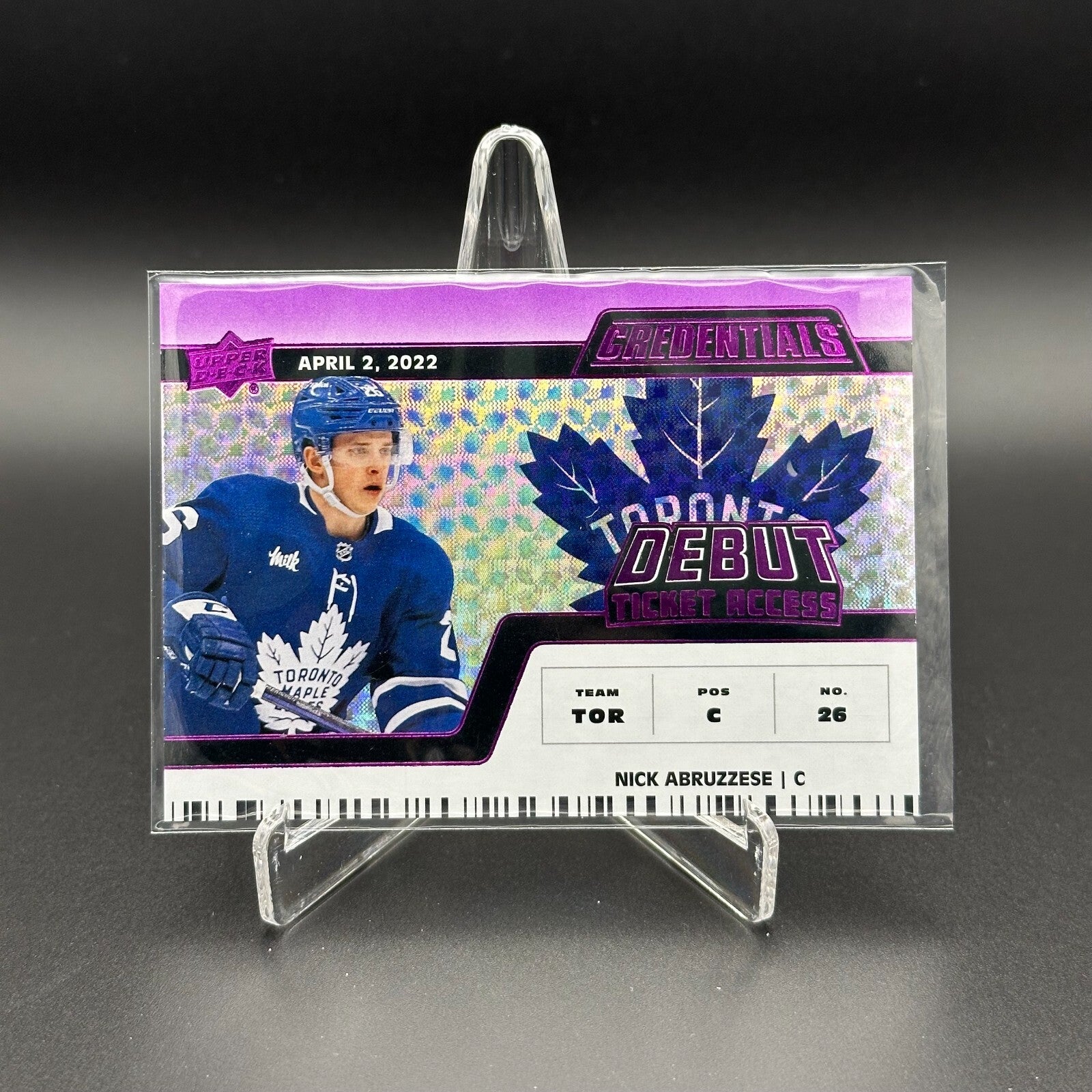 2022-23 UD Credentials NICK ABRUZZESE #146 Debut Ticket Access Purple 6/10