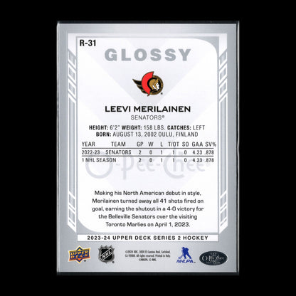 2023-24 UD Series 2 LEEVI MERILAINEN #R-31 O-Pee-Chee Glossy - Ottawa Senators