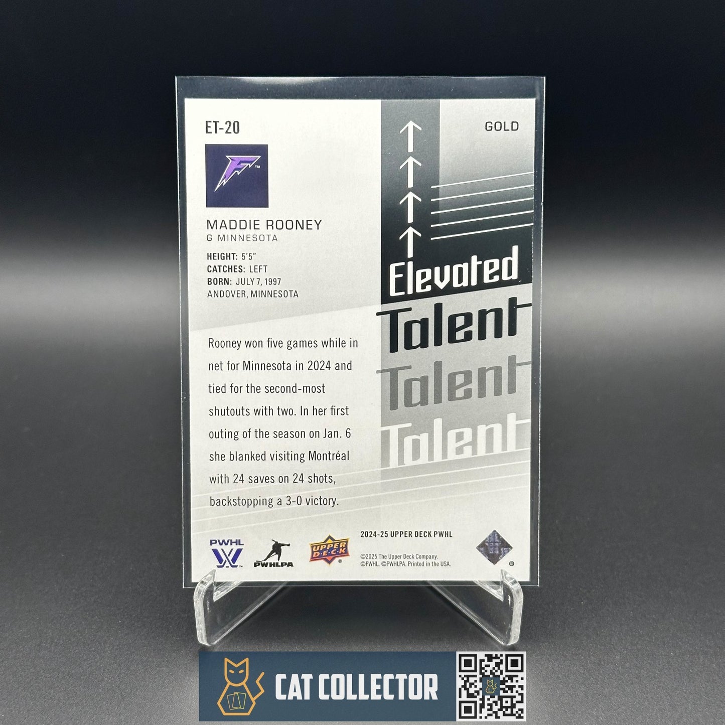 2024-25 UD PWHL MADDIE ROONEY #ET-20 Elevated Talent Gold /299 - Minnesota Frost