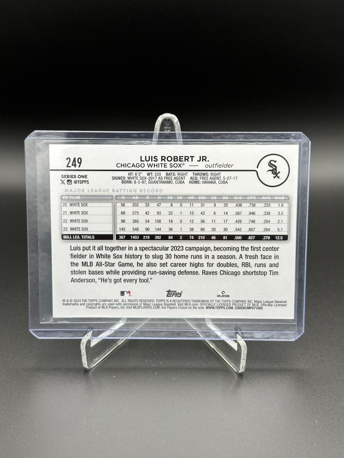 2024 Topps Series 1 LUIS ROBERT Jr. #249 Crackle Foil - Chicago White Sox