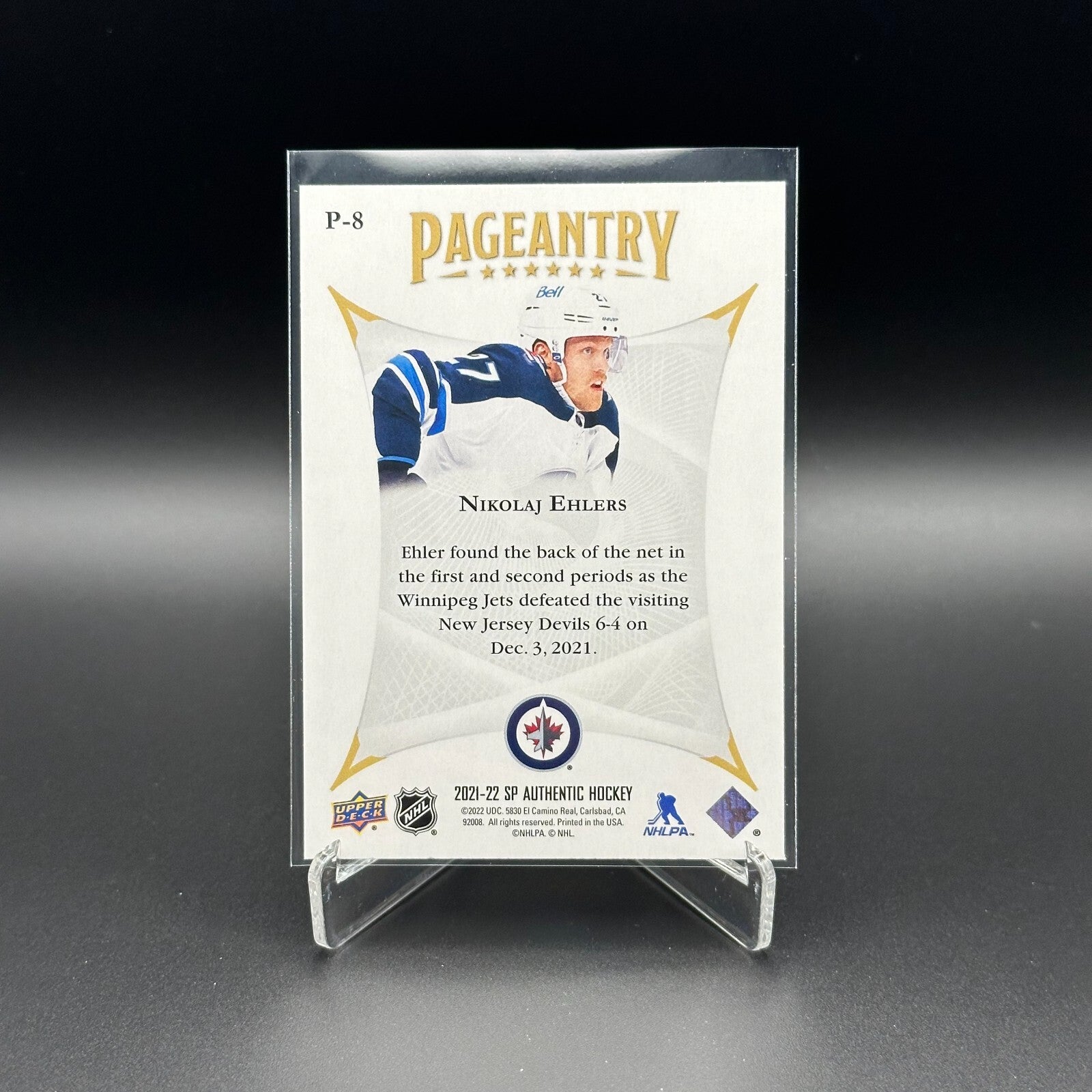 2021-22 UD SP Authentic NIKOLAJ EHLERS #P-8 Pageantry - Winnipeg Jets