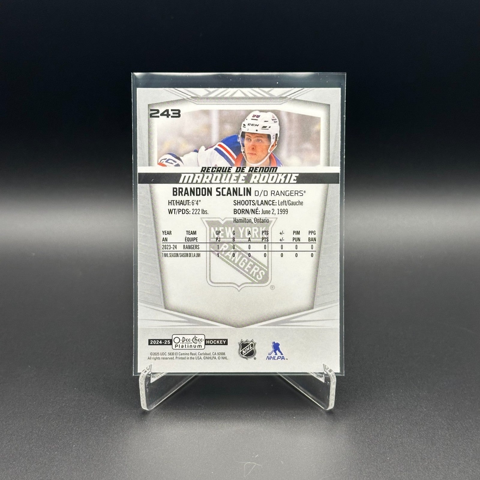 2024-25 O-Pee-Chee Platinum BRANDON SCANLIN #243 Marquee Rookie RC