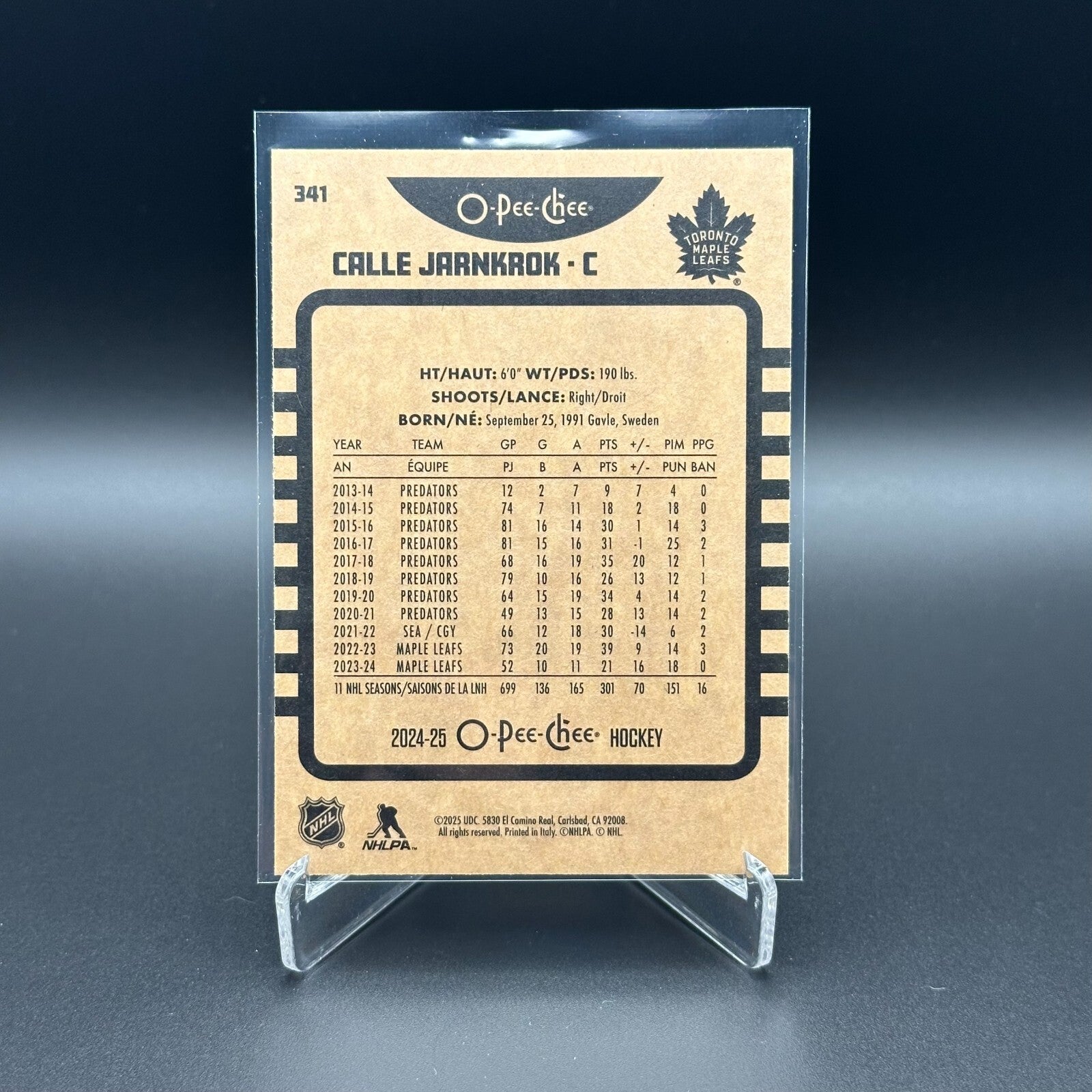 2024-25 O-Pee-Chee CALLE JARNKROK #341 Retro - Toronto Maple Leafs