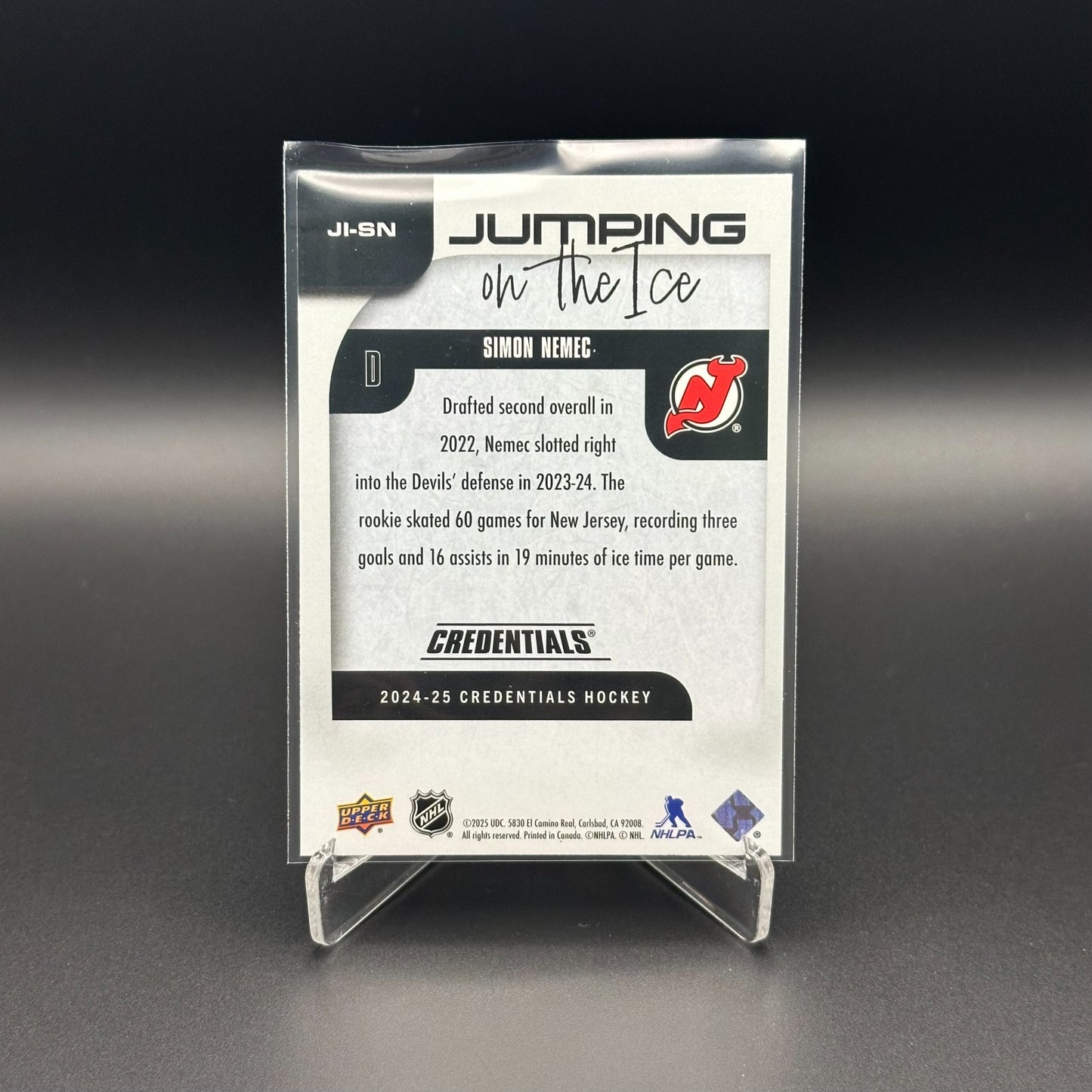 2024-25 UD Credentials SIMON NEMEC #JI-SN Jumping on the ice - New Jersey Devils