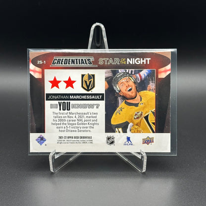 2021-22 UD Credentials JONATHAN MARCHESSAULT #2S-1 Second Star of the Night