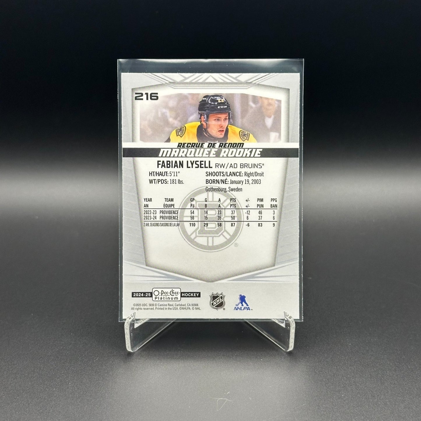 2024-25 O-Pee-Chee Platinum FABIAN LYSELL #216 Marquee Rookie RC