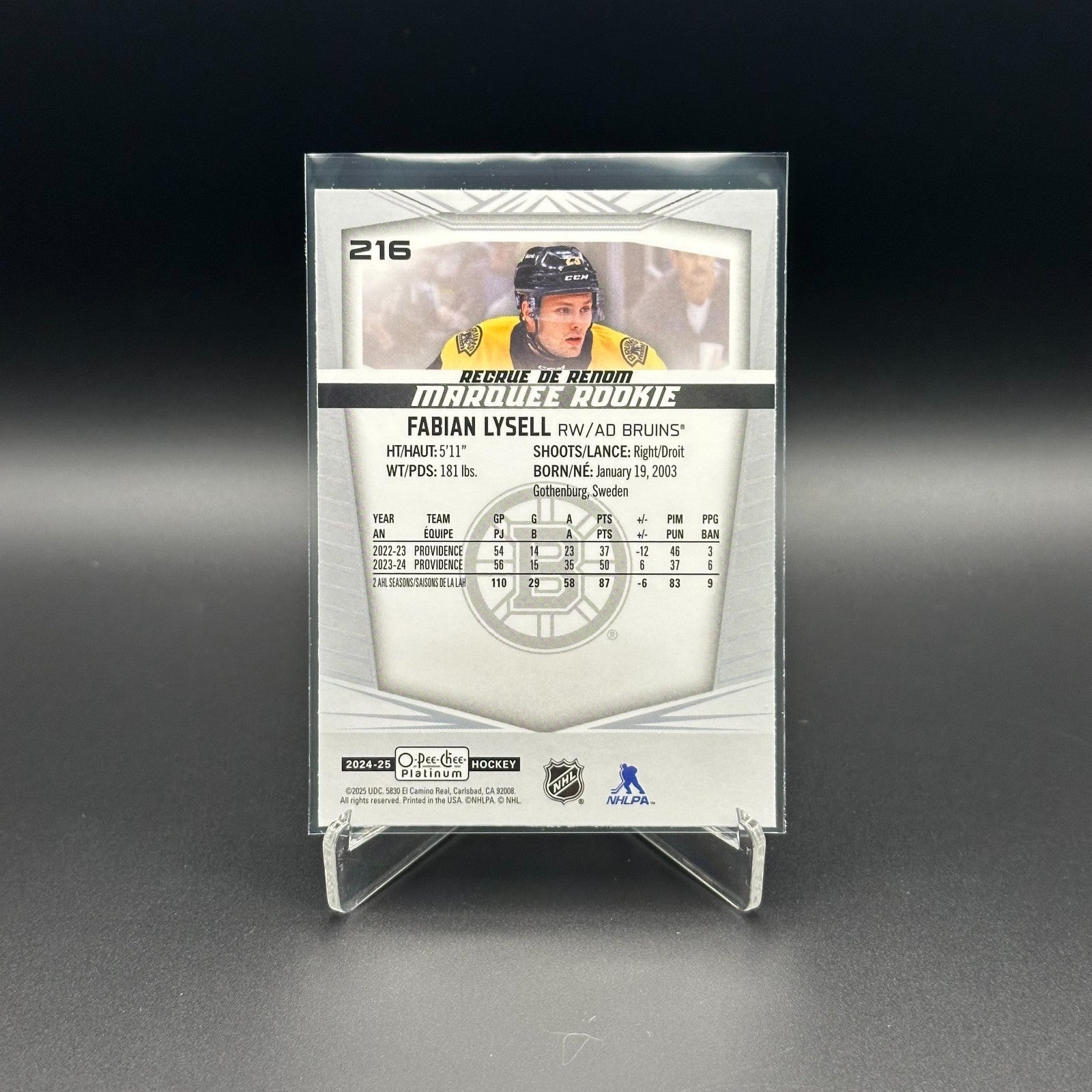 2024-25 O-Pee-Chee Platinum FABIAN LYSELL #216 Marquee Rookie RC