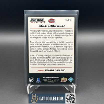 2021-22 UD Credentials COLE CAUFIELD #9 of 10 Fleer Pro Visions SSP Rookie RC