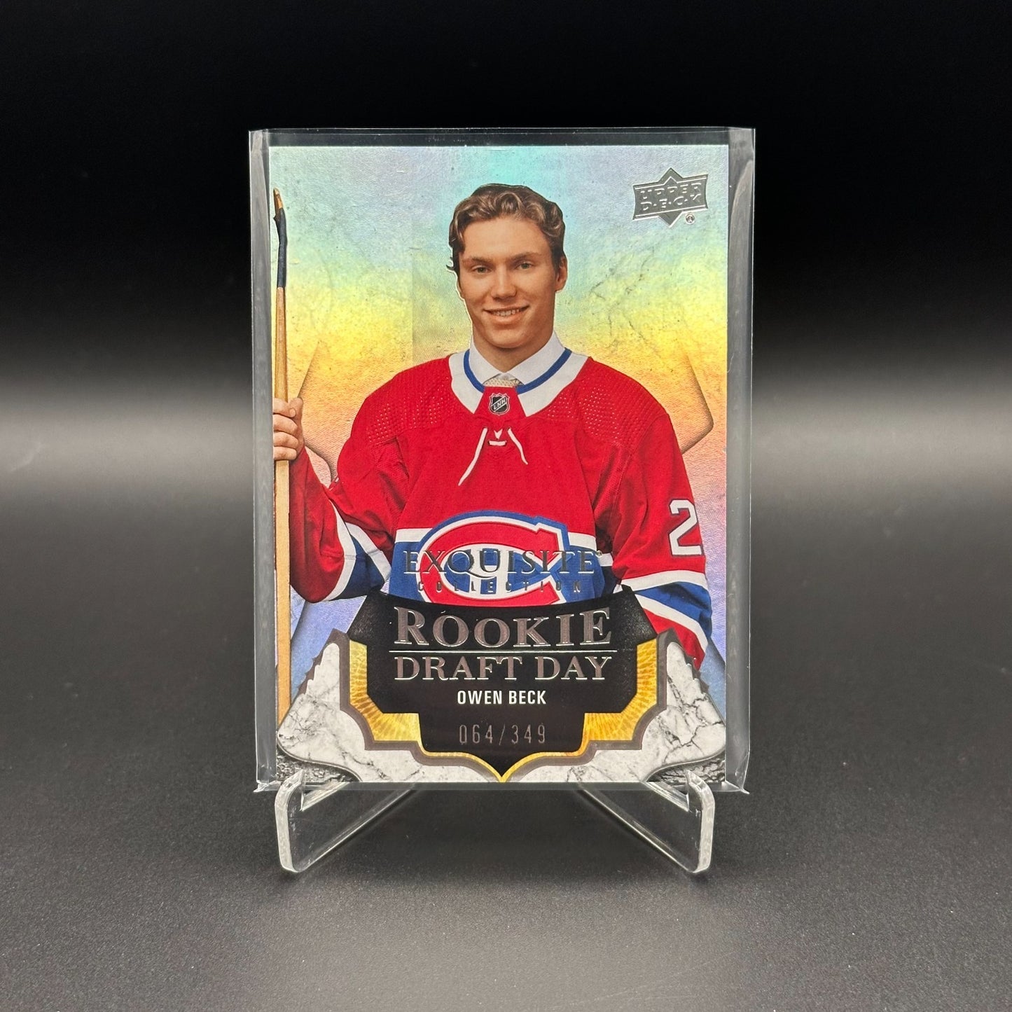 2023-24 UD Exquisite Collection OWEN BECK #RDD-OB Rookie Draft Day /349
