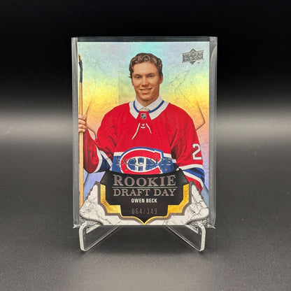 2023-24 UD Exquisite Collection OWEN BECK #RDD-OB Rookie Draft Day /349