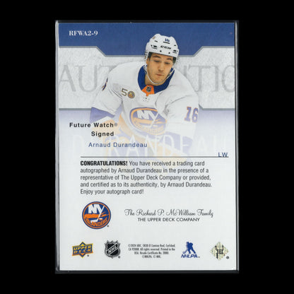 2023-24 SP Authentic ARNAUD DURANDEAU #RFWA2-9 Retro Future Watch Auto Rookie RC
