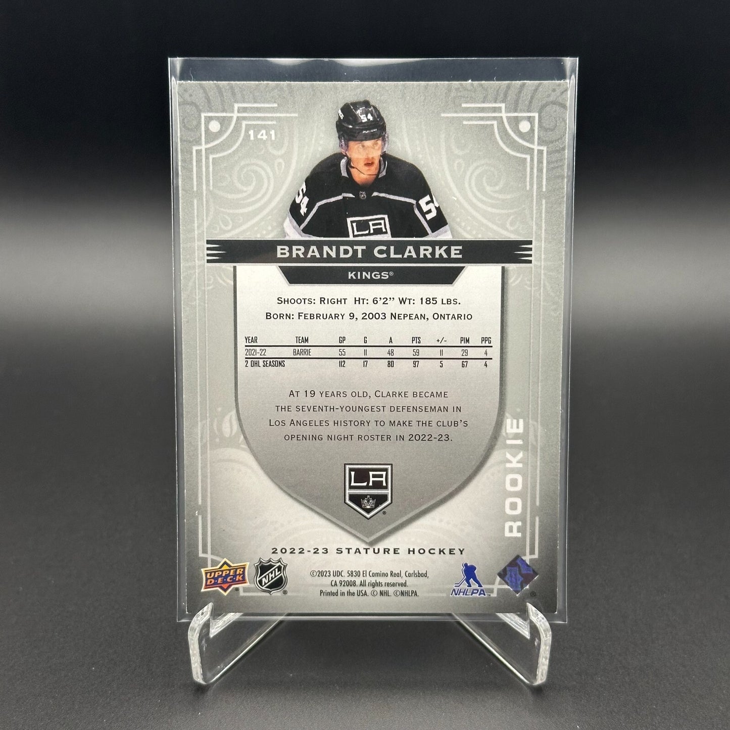 2022-23 Upper Deck Stature BRANDT CLARKE #141 RC /399 - Los Angeles Kings