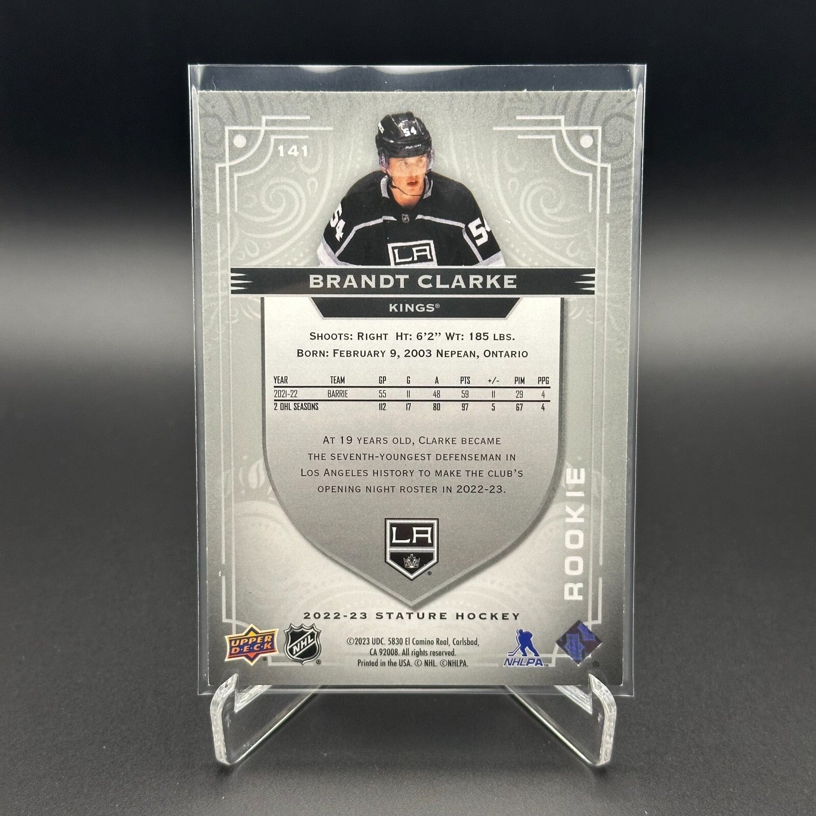 2022-23 Upper Deck Stature BRANDT CLARKE #141 RC /399 - Los Angeles Kings