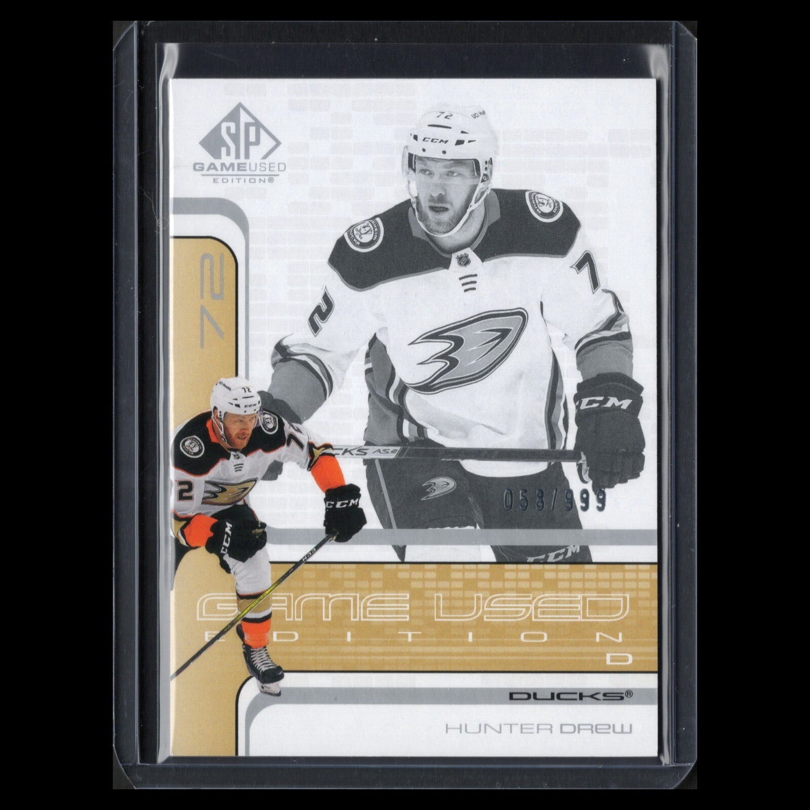 2022-23 UD SP Game Used HUNTER DREW #R-34 Retro 58/999 - Anaheim Ducks