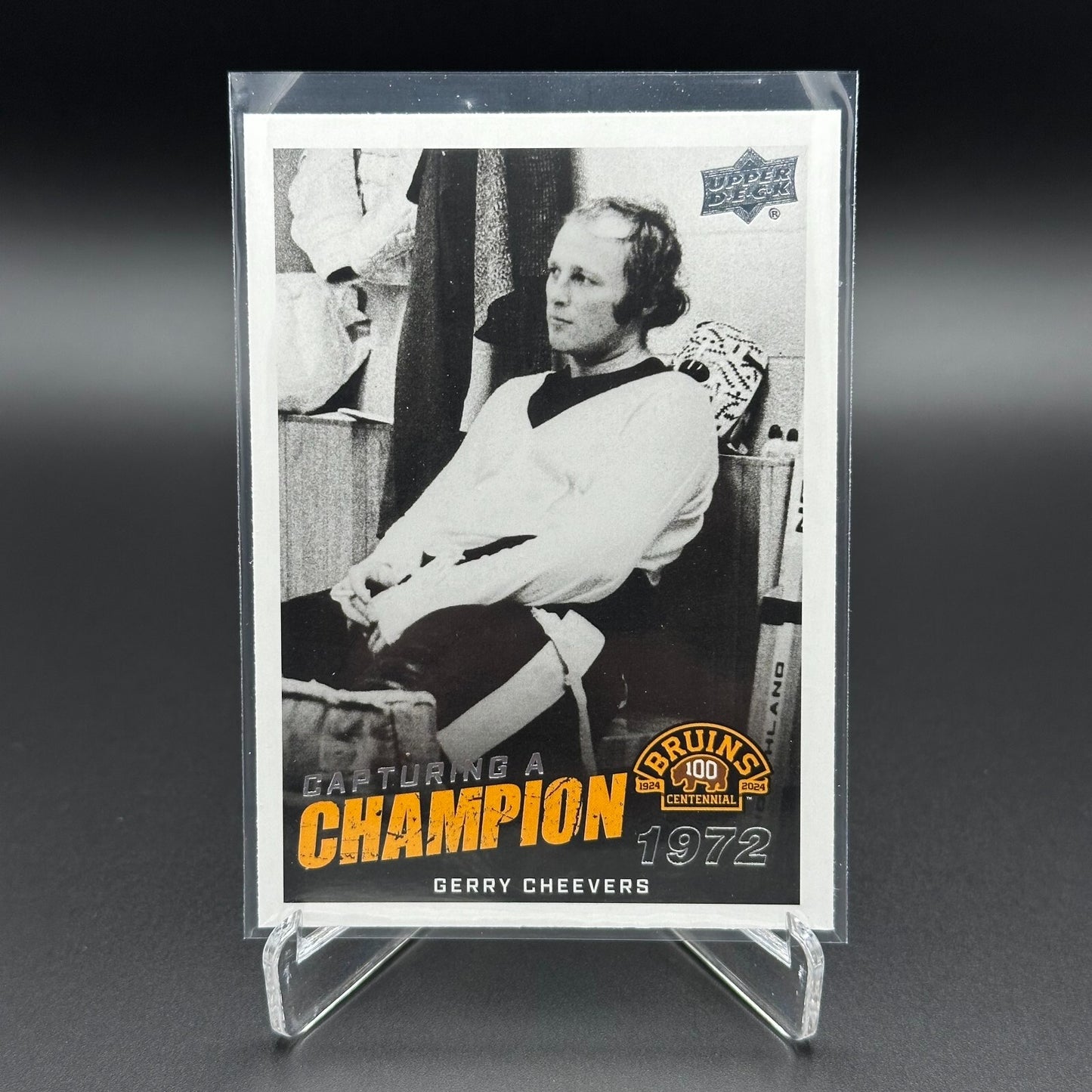 2023-24 UD Boston Bruins Centennial GERRY CHEEVERS #CC-14 Capturing A Champion