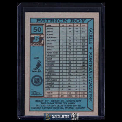 1990-91 Bowman PATRICK ROY #50 Montreal Canadiens
