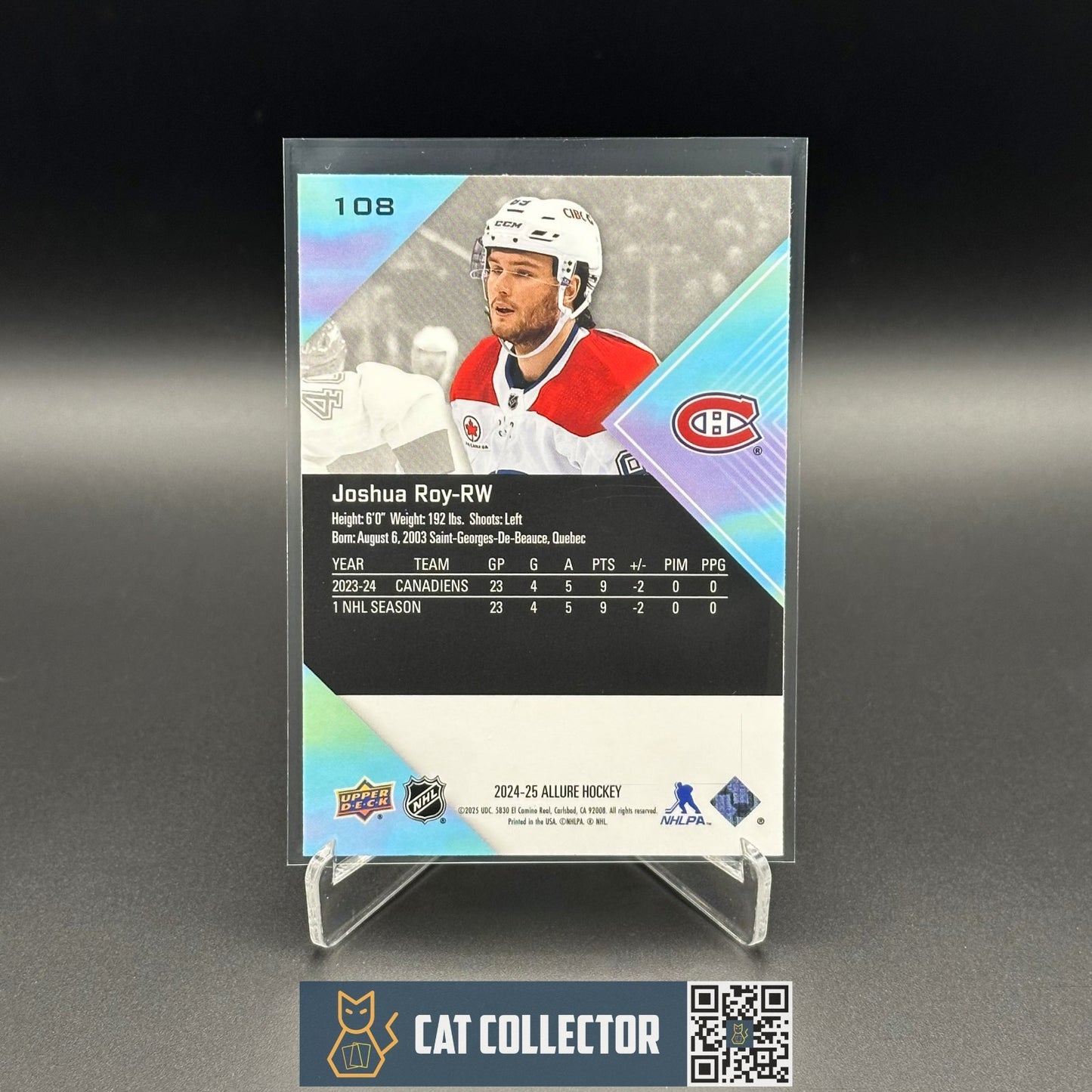 2024-25 UD Allure JOSHUA ROY #108 Rookie RC - Montreal Canadiens