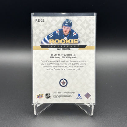 2021-22 UD Stature COLE PERFETTI #RE-36 Rookie Excellence Red /75