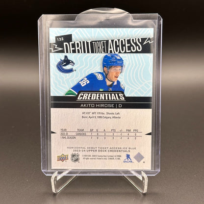 2023-24 UD Credentials AKITO HIROSE #132 Debut Ticket Access Ice Blue 344/799