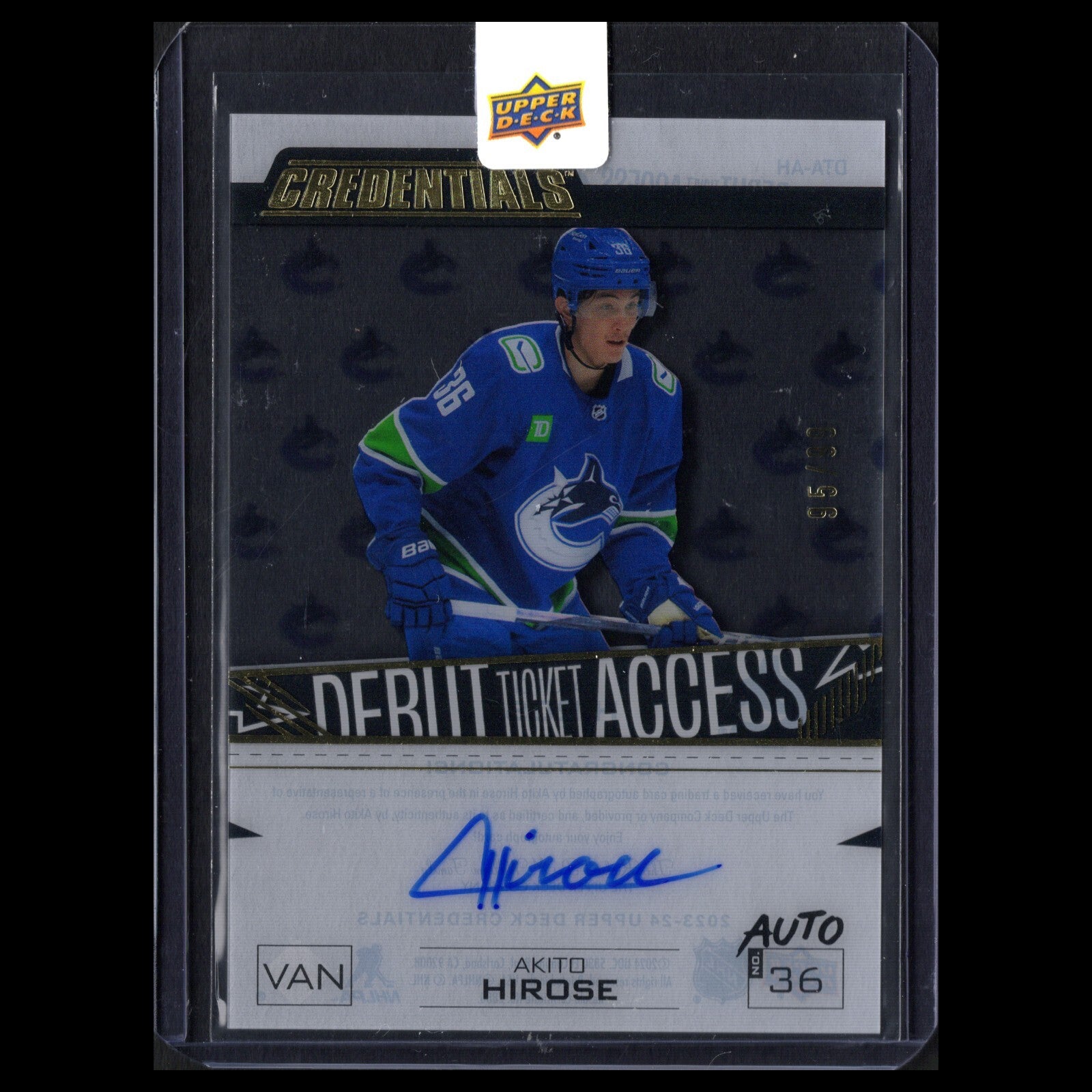 2023-24 UD Credentials AKITO HIROSE #DTA-AH Debut Ticket Access Acetate /99