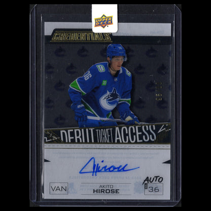 2023-24 UD Credentials AKITO HIROSE #DTA-AH Debut Ticket Access Acetate /99