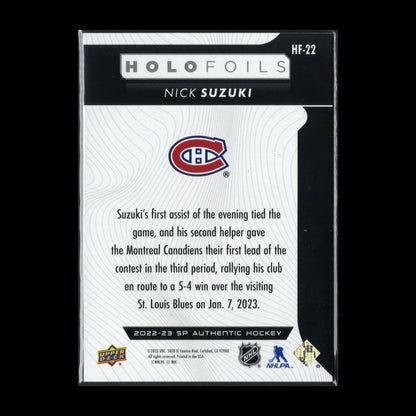 2022-23 UD SP Authentic NICK SUZUKI #HF-22 Holofoils SP - Montreal Canadiens