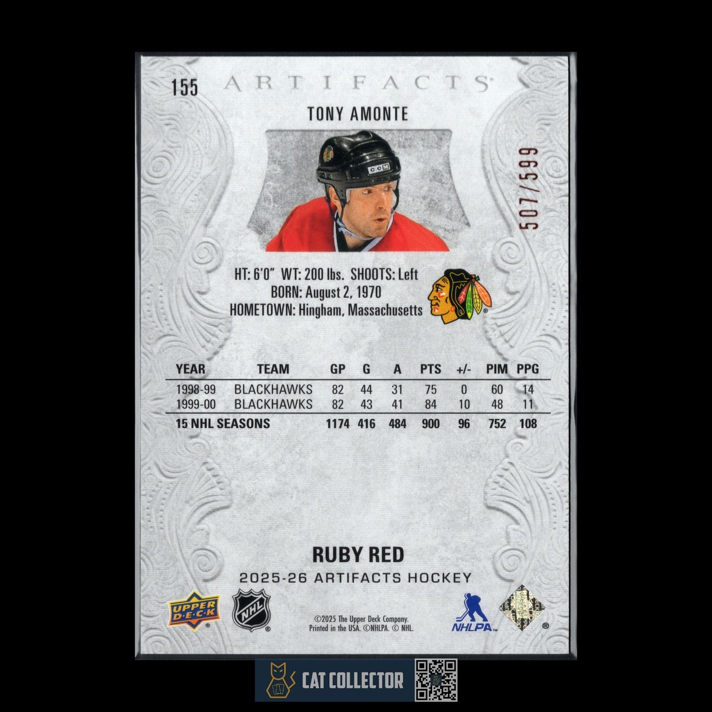 2025-26 UD Artifacts TONY AMONTE #155 Ruby Red /599