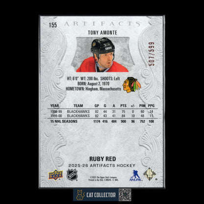 2025-26 UD Artifacts TONY AMONTE #155 Ruby Red /599