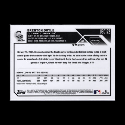 2023 Topps Chrome Updated Series BRENTON DOYLE #USC172 Rookie RC