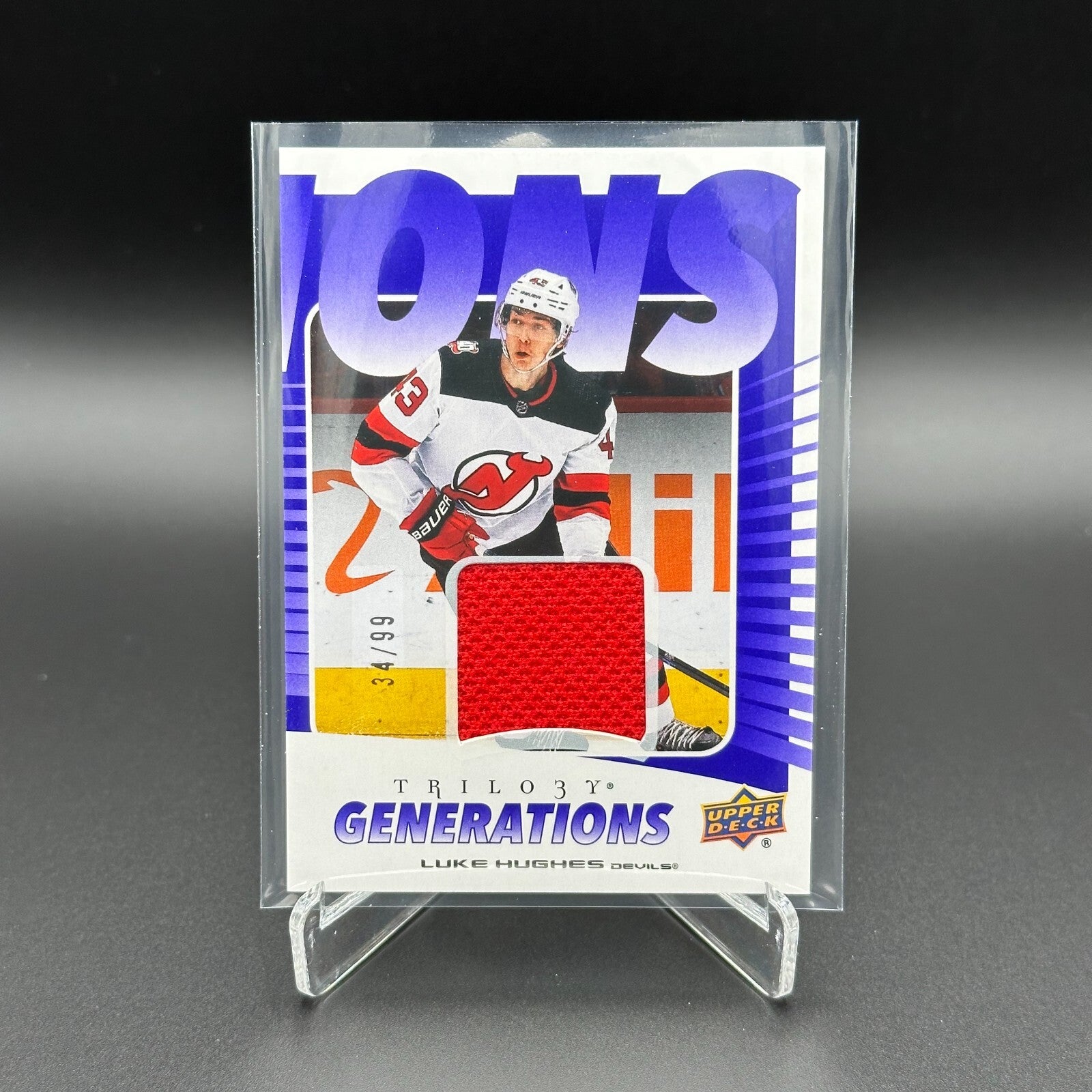 2023-24 UD Trilogy LUKE HUGHES #TG-4C Generations Jersey 34/99 New Jersey Devils