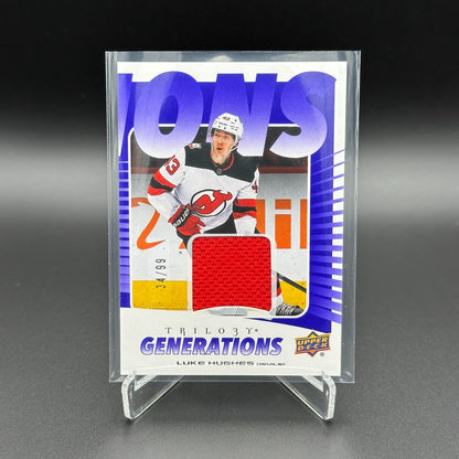2023-24 UD Trilogy LUKE HUGHES #TG-4C Generations Jersey 34/99 New Jersey Devils